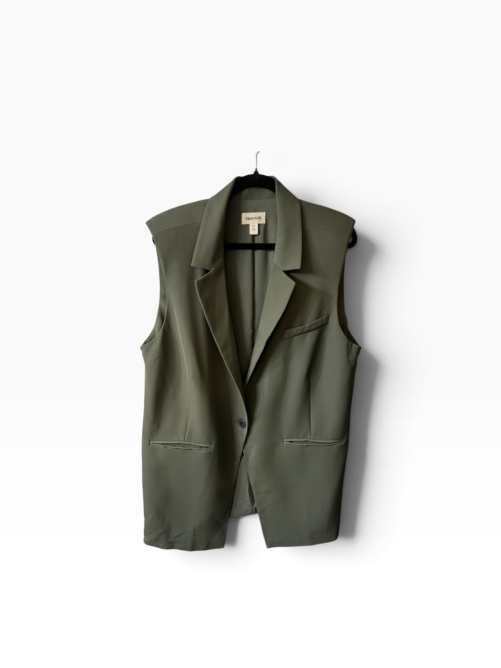 Open Edit Olive Sleeveless Blazer Vest - Picture 2 of 7